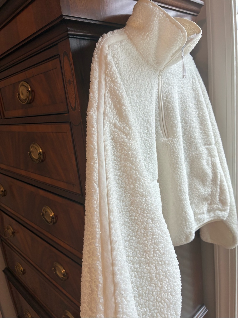 Old Navy Cloud 94 Sherpa Quarter Zip Pullover White Cozy Fleece Medium - Picture 8 of 10